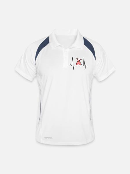Lapin ludique avec des cœurs - Polo respirant Homme - blanc/marine - Devant