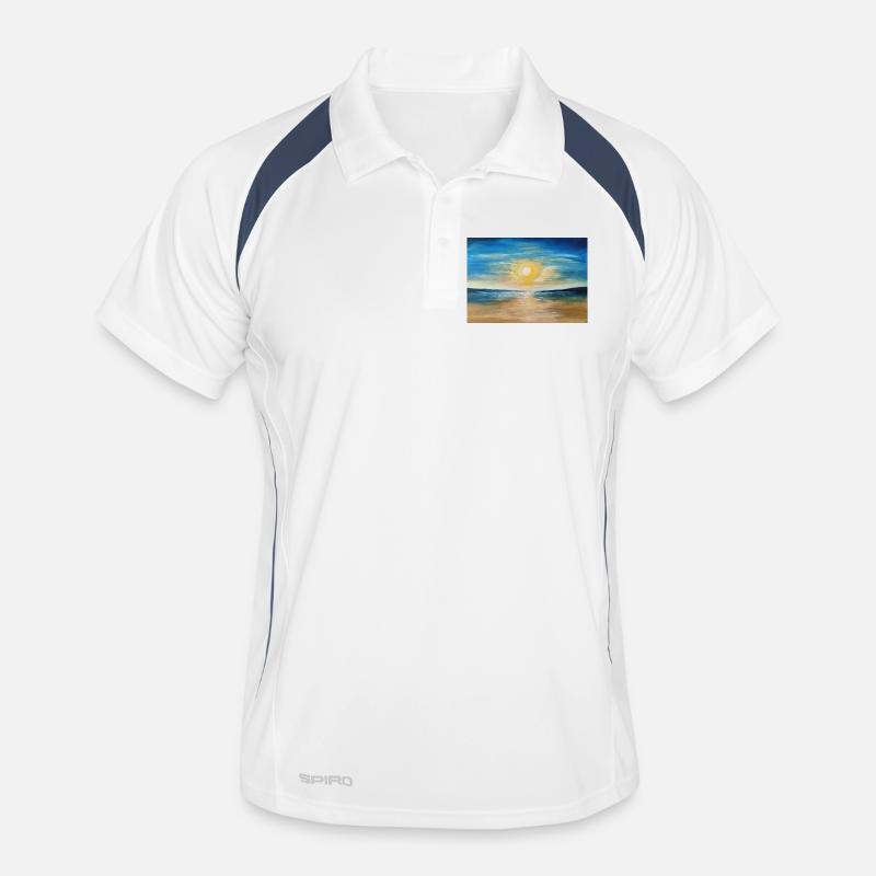 Reflet du coucher de soleil sur les eaux calmes Polo respirant Homme