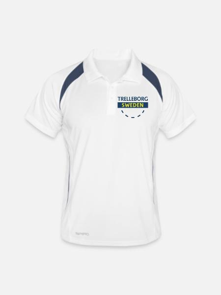 Trelleborg Suède Logo Arc - Polo respirant Homme - blanc/marine - Devant