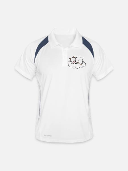 Schlafende Kuh Wolke Traum Baby - Männer Polo atmungsaktiv - Weiß/Navy - Vorne