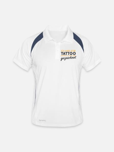 Kein Tattoo, vom Leben gezeichnet - Männer Polo atmungsaktiv - Weiß/Navy - Vorne