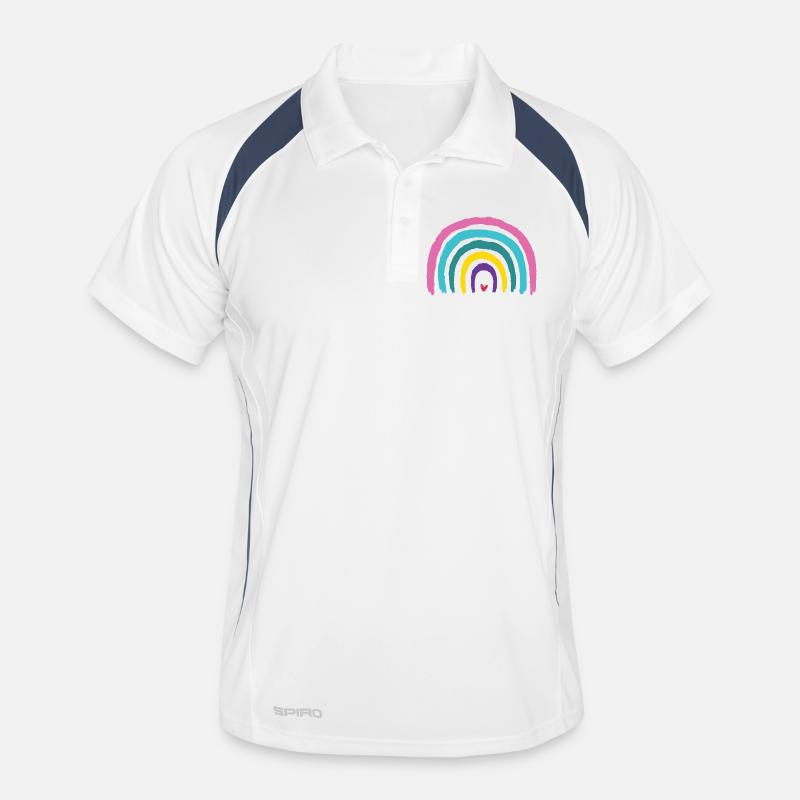 Regenbogen mit Herz Farben der 90er  Männer Polo atmungsaktiv