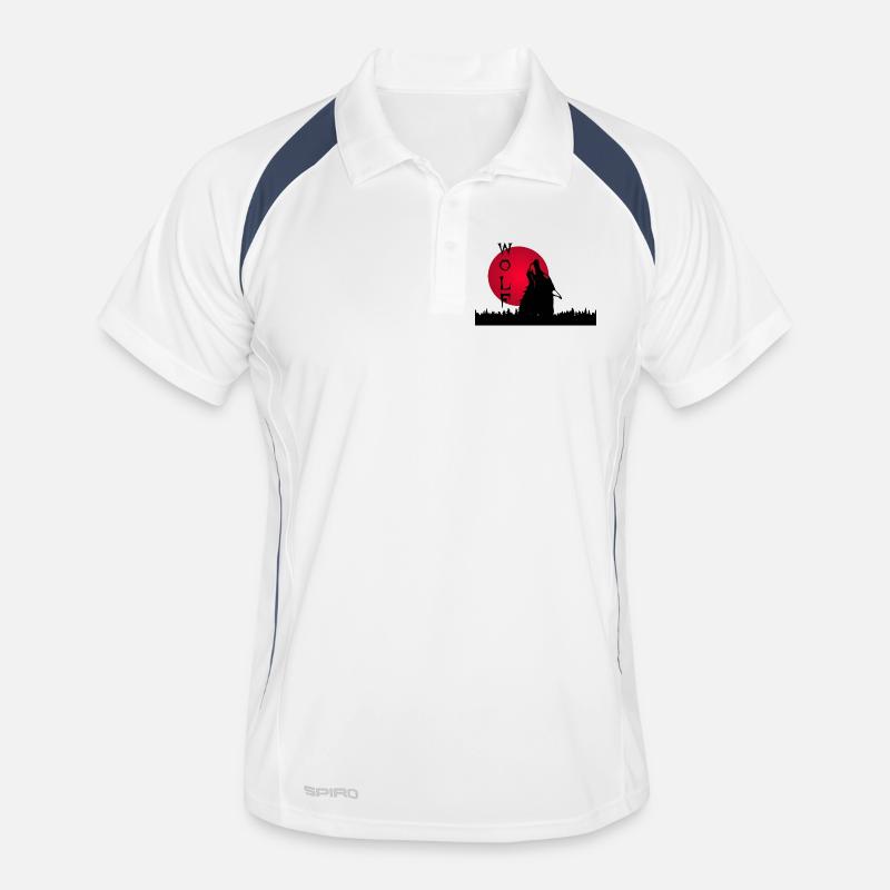 Loup noir, forêt et coucher de soleil Polo respirant Homme