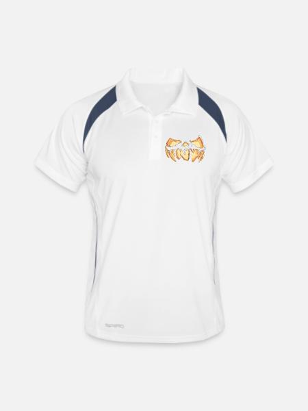 Visage de citrouille Halloween gribouiller - Polo respirant Homme - blanc/marine - Devant