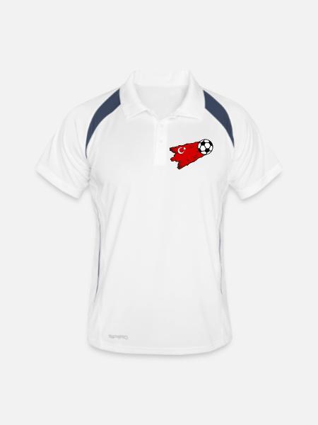 Graphique du football drapeau turc - Polo respirant Homme - blanc/marine - Devant