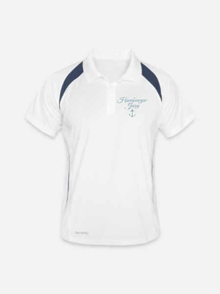 Hamburger Jung (Vintage Hellblau) Hamburg Anker - Männer Polo atmungsaktiv - Weiß/Navy - Vorne