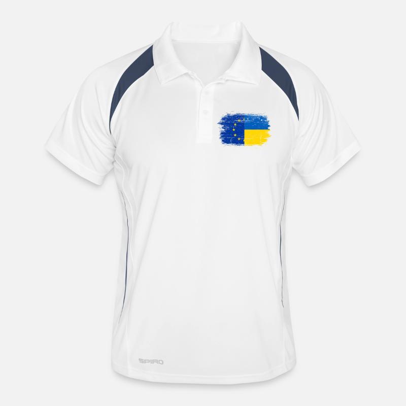 Fusion du drapeau de l’UE et de l’Ukraine Polo respirant Homme
