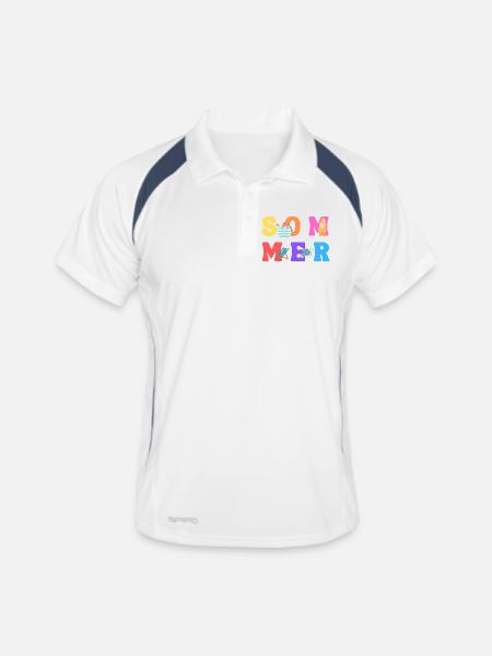 Été - Été - Amour d’été - Soleil - Polo respirant Homme - blanc/marine - Devant