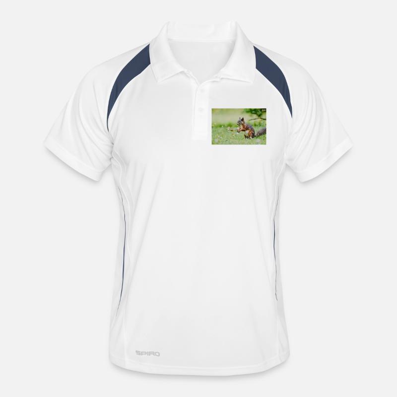 Squirrel Mosaic in the grass field Men's Polo breathable