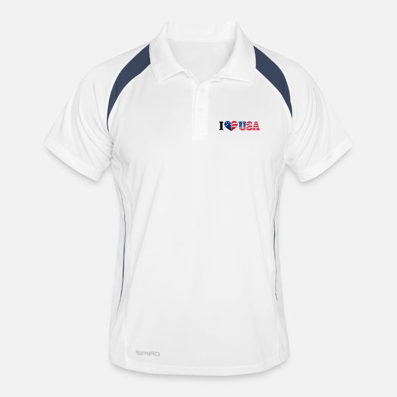 I Heart USA Star-Spangled Flag Pattern Men's Polo breathable