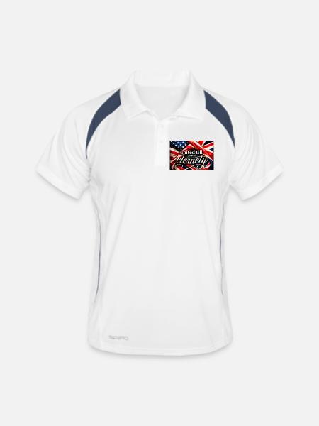 Vereinigte Flaggen bis zur Ewigkeit - Männer Polo atmungsaktiv - Weiß/Navy - Vorne