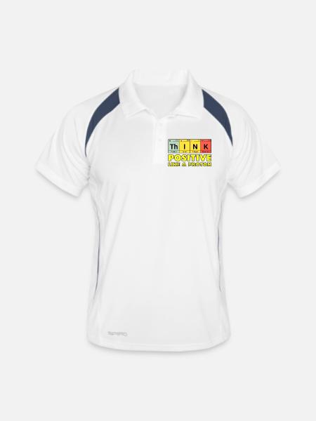 Penser positif, comme un proton - Polo respirant Homme - blanc/marine - Devant