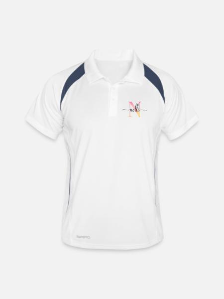 N | Monogramm | Name | Nelli |Watercolor - Männer Polo atmungsaktiv - Weiß/Navy - Vorne