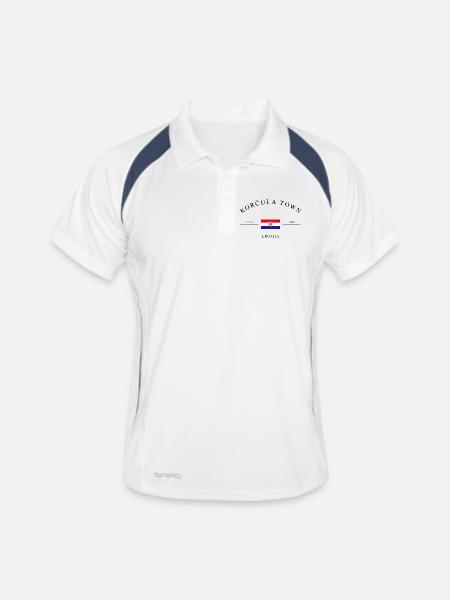 Korčula Town Kroatien – Urlaub Souvenir & Geschenk - Männer Polo atmungsaktiv - Weiß/Navy - Vorne