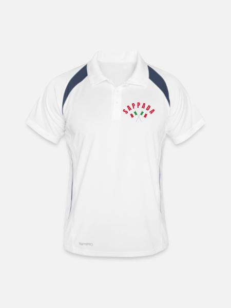 Drapeaux italiens de Sappada - Polo respirant Homme - blanc/marine - Devant