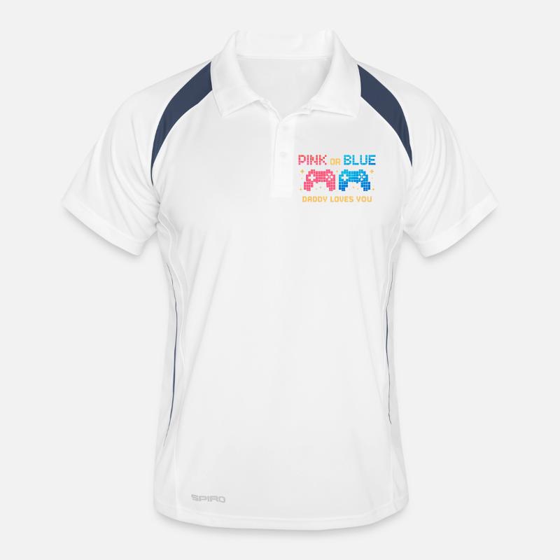 Pink or Blue Pixel Controller - Men's Polo breathable - white/navy