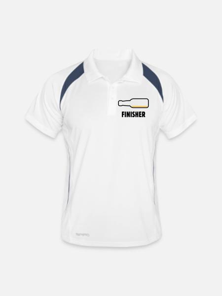 Finisher (bière / bière / buveur de bière / mauvais goût 2C) - Polo respirant Homme - blanc/marine - Devant