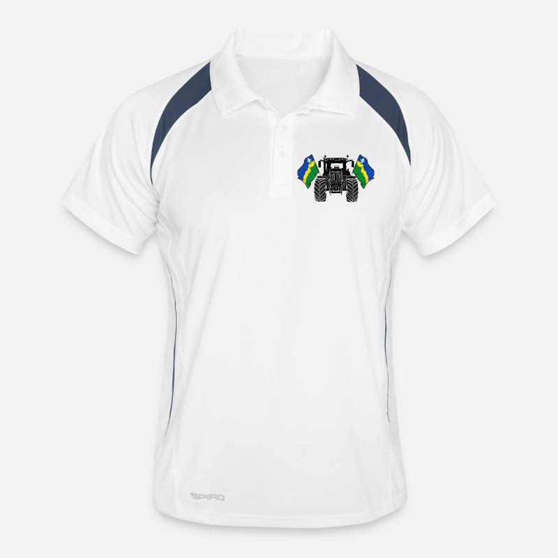 Flevoland_Tractor_Pride - Männer Polo atmungsaktiv - Weiß/Navy