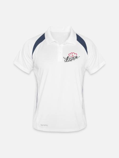 Two hearts with ornament and infinity loop. - Men's Polo breathable - white/navy - Front