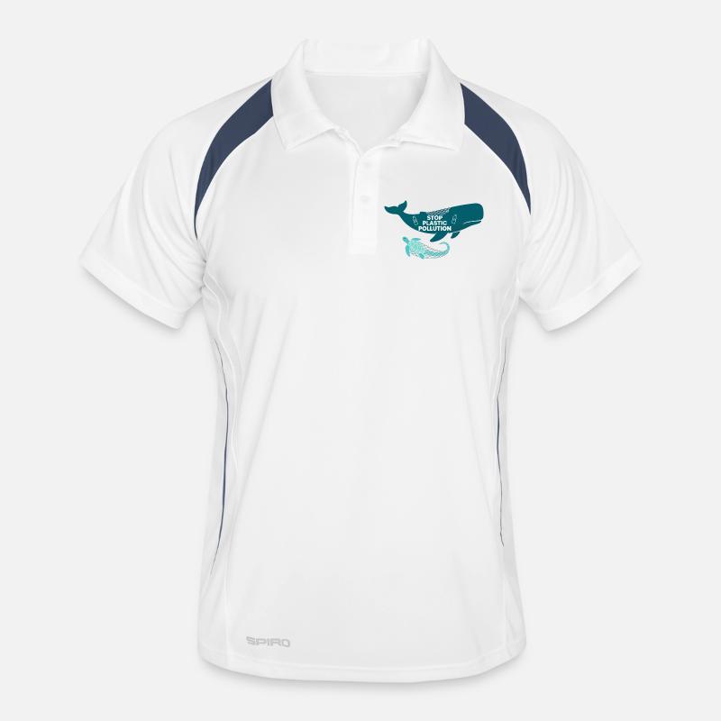 Stop Plastic Pollution, whale and turtle Men's Polo breathable