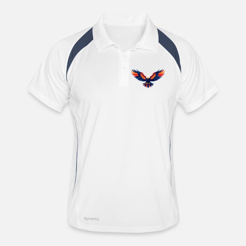 Motif coloré d’aigle volant Ailes déployées d’aigle Polo respirant Homme