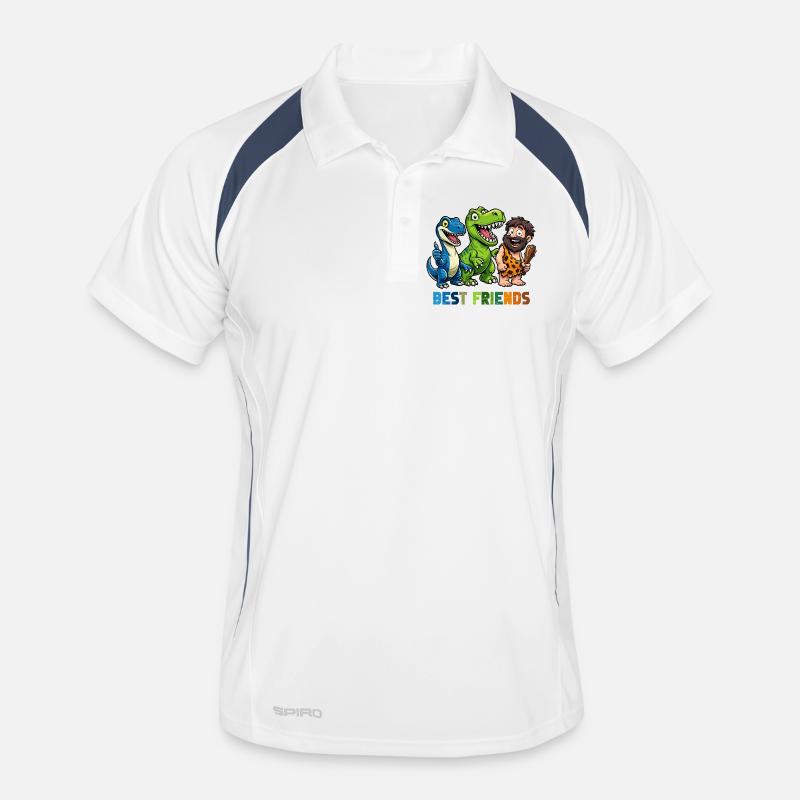 Dino Best Friends Caveman Comic - Polo traspirante per uomo - bianco/navy