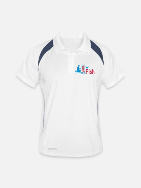 poisson - Polo respirant Homme - blanc/marine