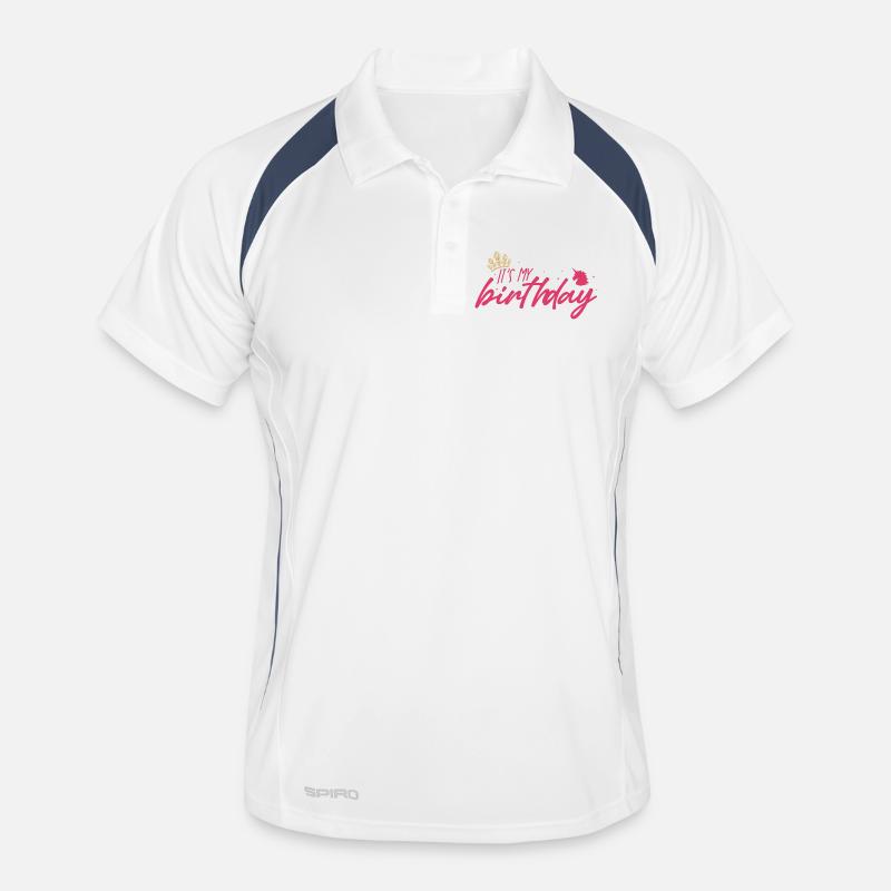 Its My Birthday Pink Script Crown Men's Polo breathable