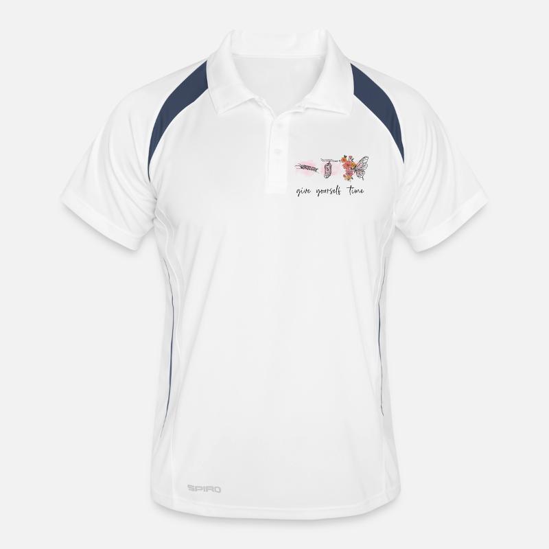 Gib dir Zeit - Männer Polo atmungsaktiv - Weiß/Navy