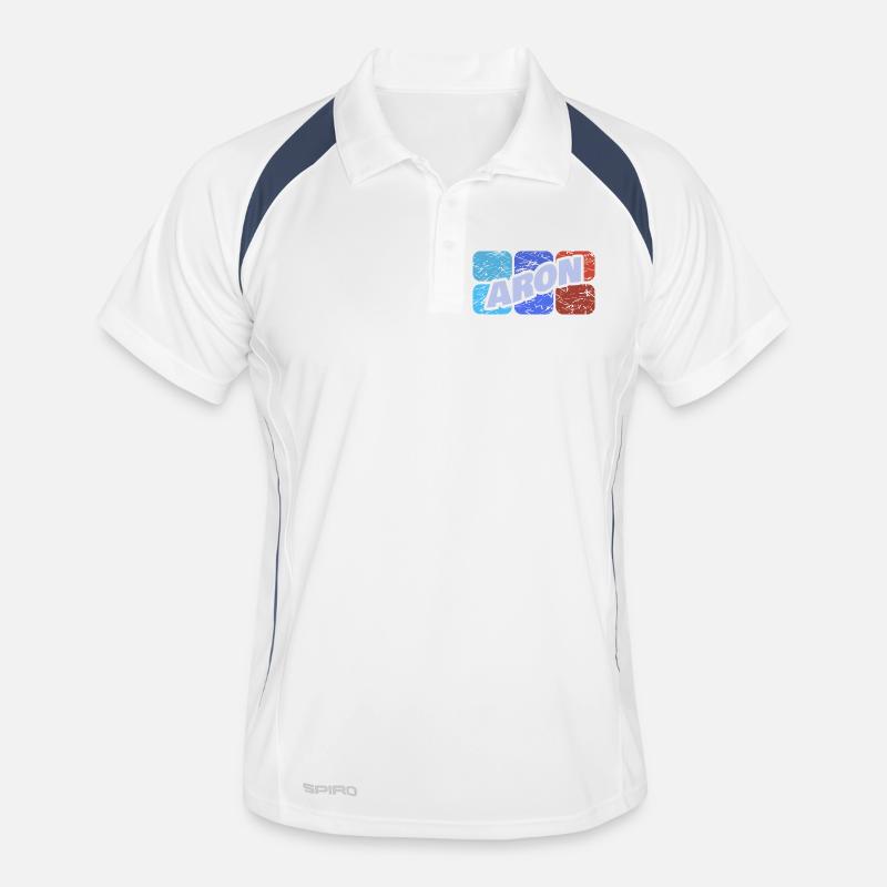 First name Aron - Men's Polo breathable - white/navy