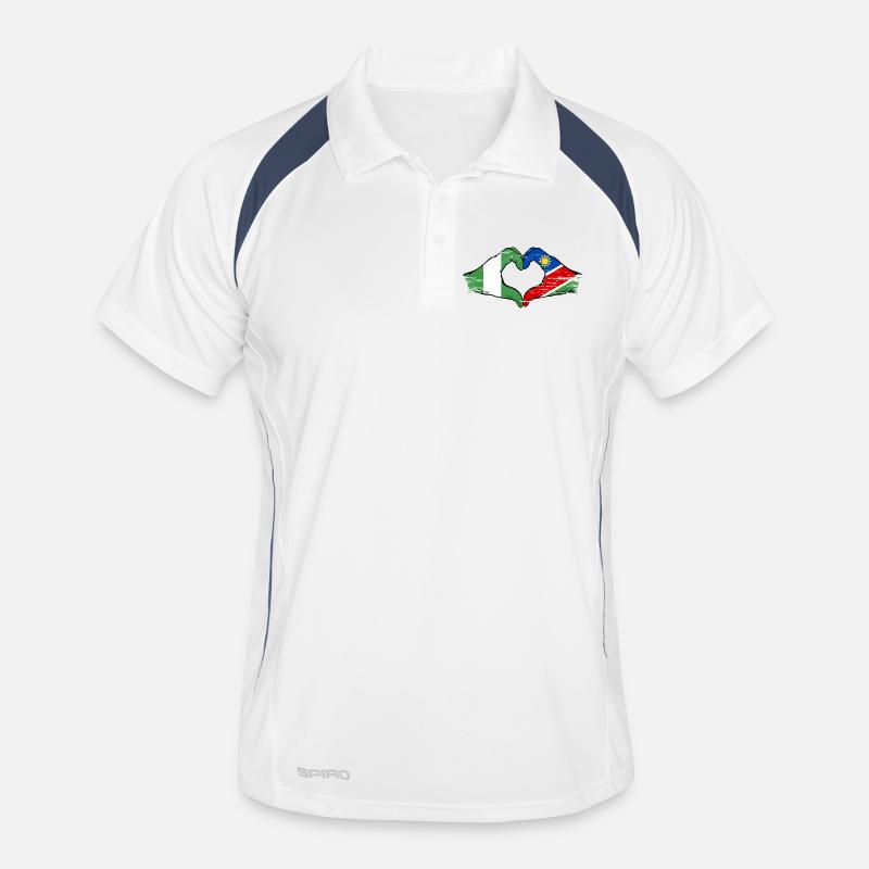 Nigeria Namibia Flag Hands Heart Shape Used Men's Polo breathable