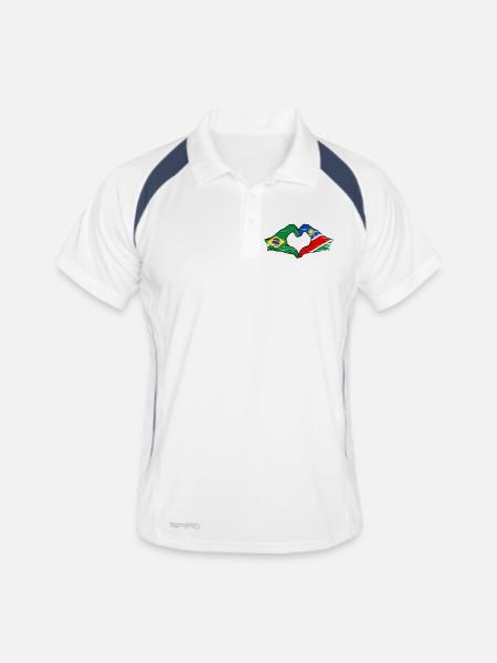 Brésil Namibie drapeau mains forme coeur - Polo respirant Homme - blanc/marine - Devant