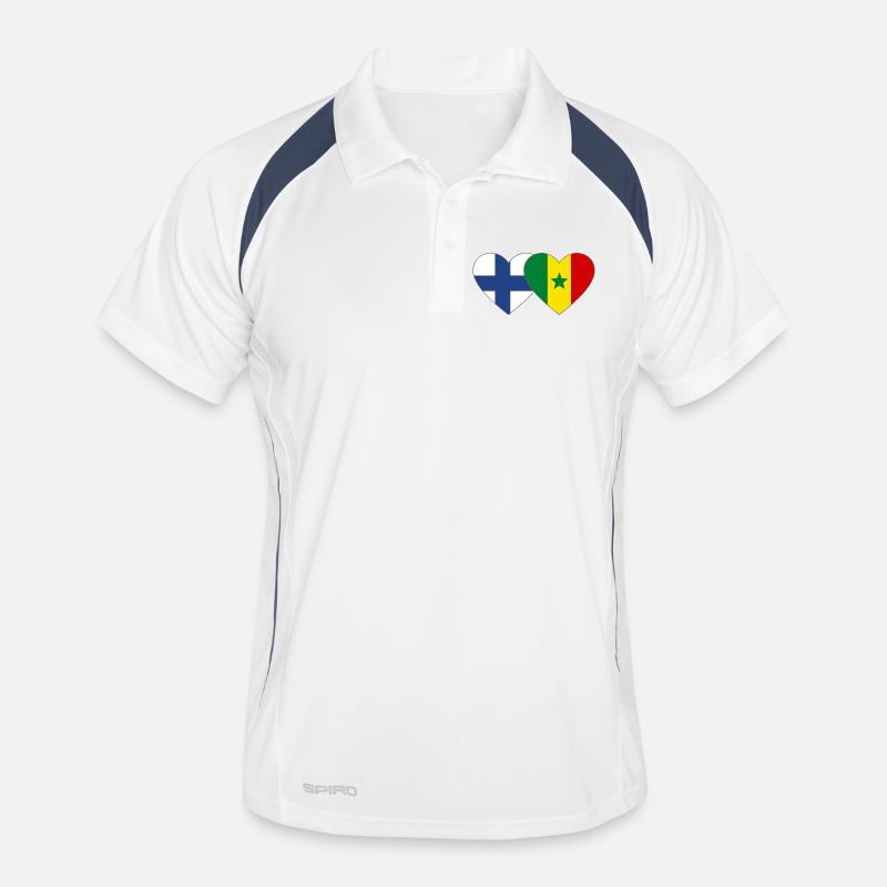 Finlande Sénégal Drapeau Coeur Polo respirant Homme