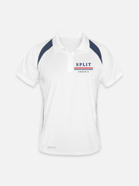 Stadt Split, Kroatien - Männer Polo atmungsaktiv - Weiß/Navy - Vorne