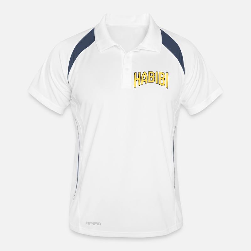 Art de mots Habibi jaune sur noir Polo respirant Homme