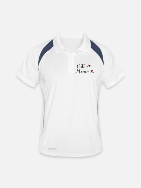 Katzenmama - Männer Polo atmungsaktiv - Weiß/Navy
