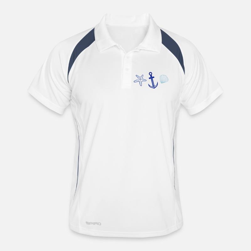 Ancre avec les étoiles de mer et le coquillage. Polo respirant Homme