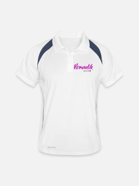 Romantik LED - Männer Polo atmungsaktiv - Weiß/Navy - Vorne