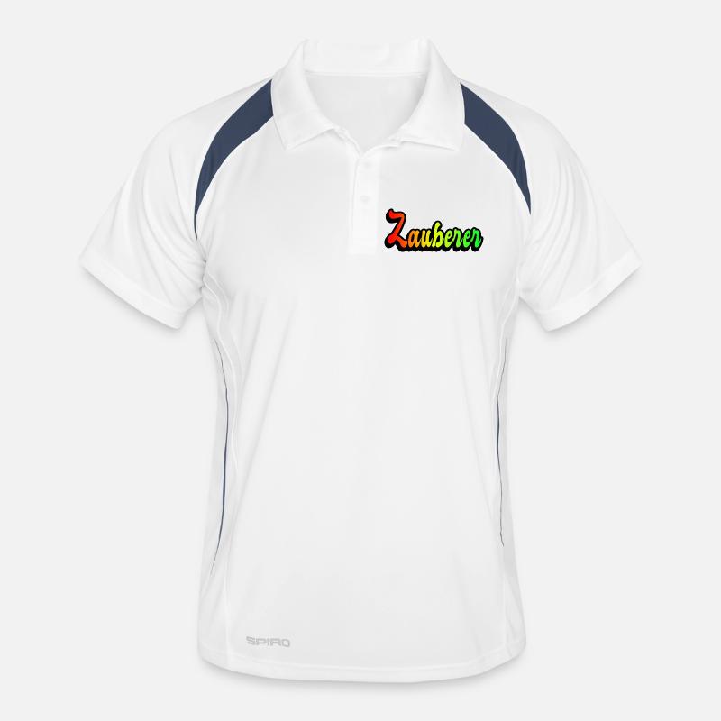 Zauberer Regenbogen Design - Männer Polo atmungsaktiv - Weiß/Navy
