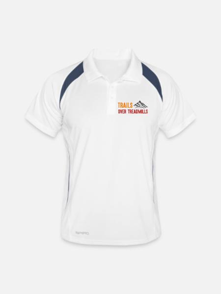 Trail Running - Sentiers sur tapis roulants - Polo respirant Homme - blanc/marine - Devant