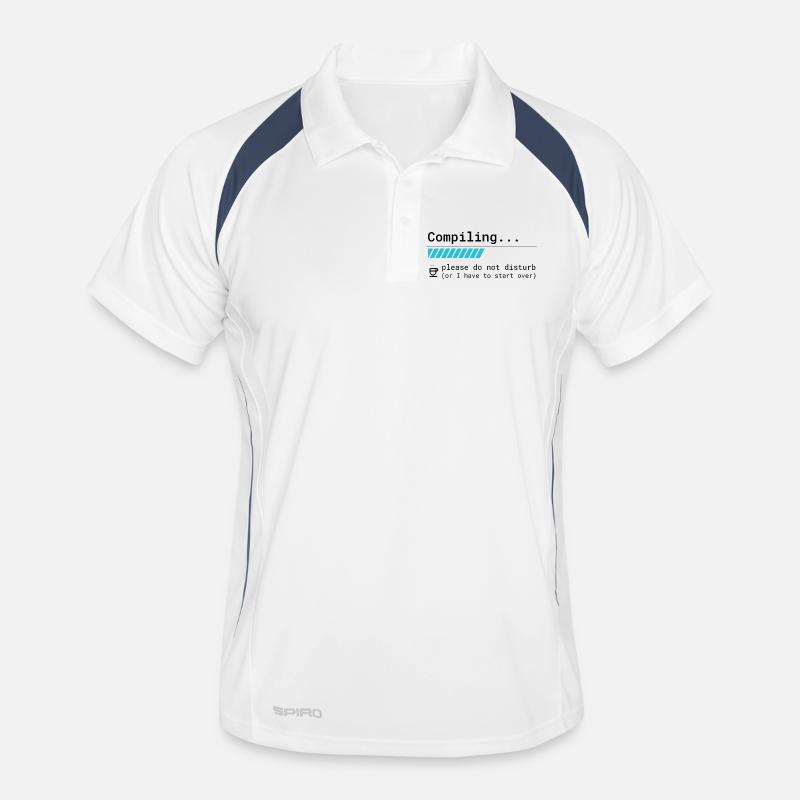 Funny Programmer T-Shirt - Compiling Please Men's Polo breathable
