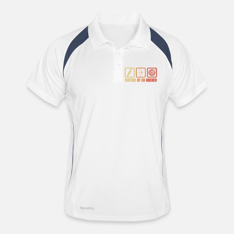 Bogensport Routine - Männer Polo atmungsaktiv - Weiß/Navy