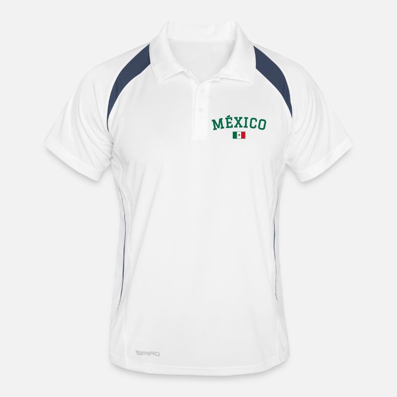 Drapeau du Drapeau du Mexique Vert - Polo respirant Homme - blanc/marine