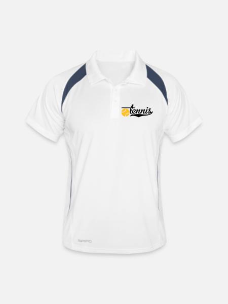 Tennis - Männer Polo atmungsaktiv - Weiß/Navy - Vorne