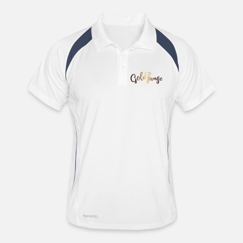 Goldjunge Basic Gold - Männer Polo atmungsaktiv - Weiß/Navy