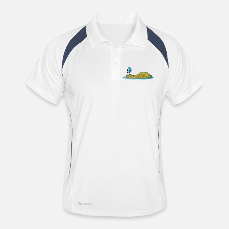 Crocodile in the water with butterfly Men's Polo breathable