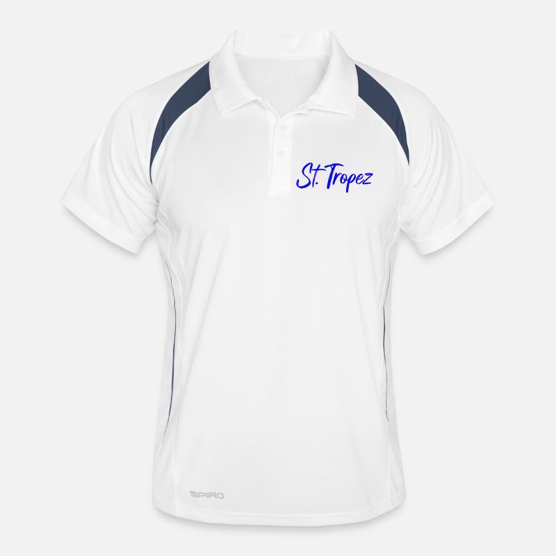 St Tropez Küstenflair Blau Script - Männer Polo atmungsaktiv - Weiß/Navy