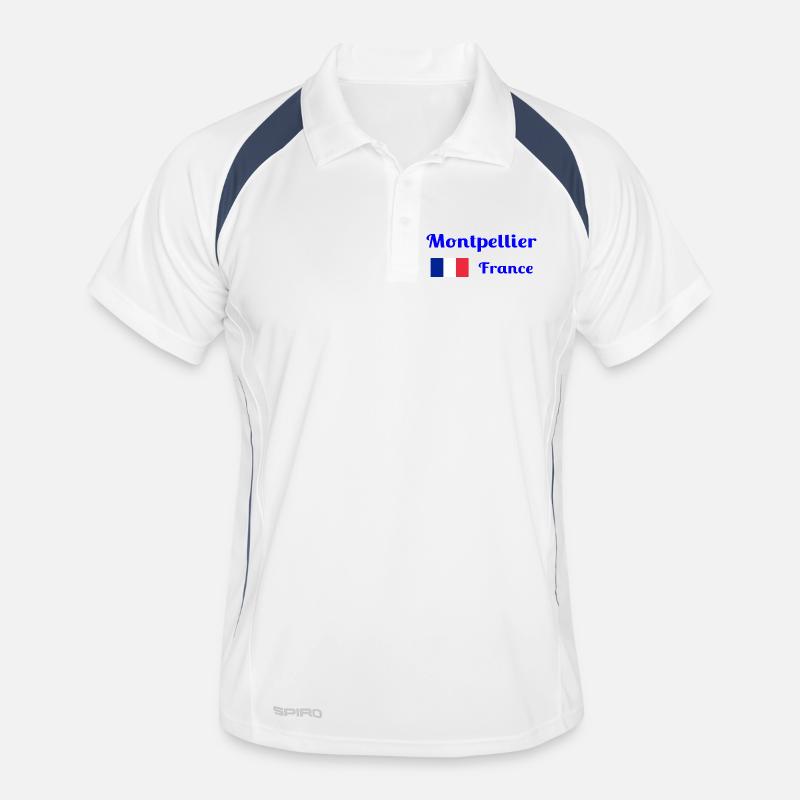 Montpellier, Frankreich - Stilvolle Drucke - Männer Polo atmungsaktiv - Weiß/Navy