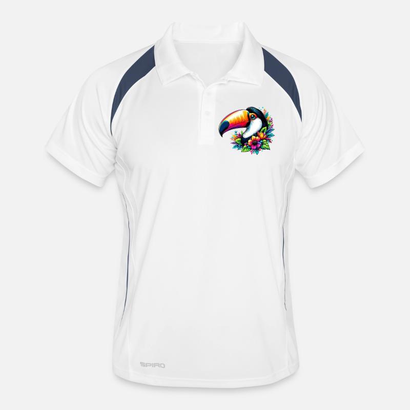 Tukan - Männer Polo atmungsaktiv - Weiß/Navy