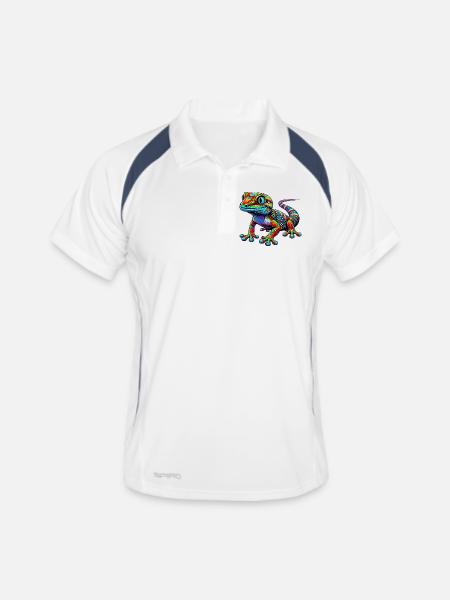 Gecko - Männer Polo atmungsaktiv - Weiß/Navy